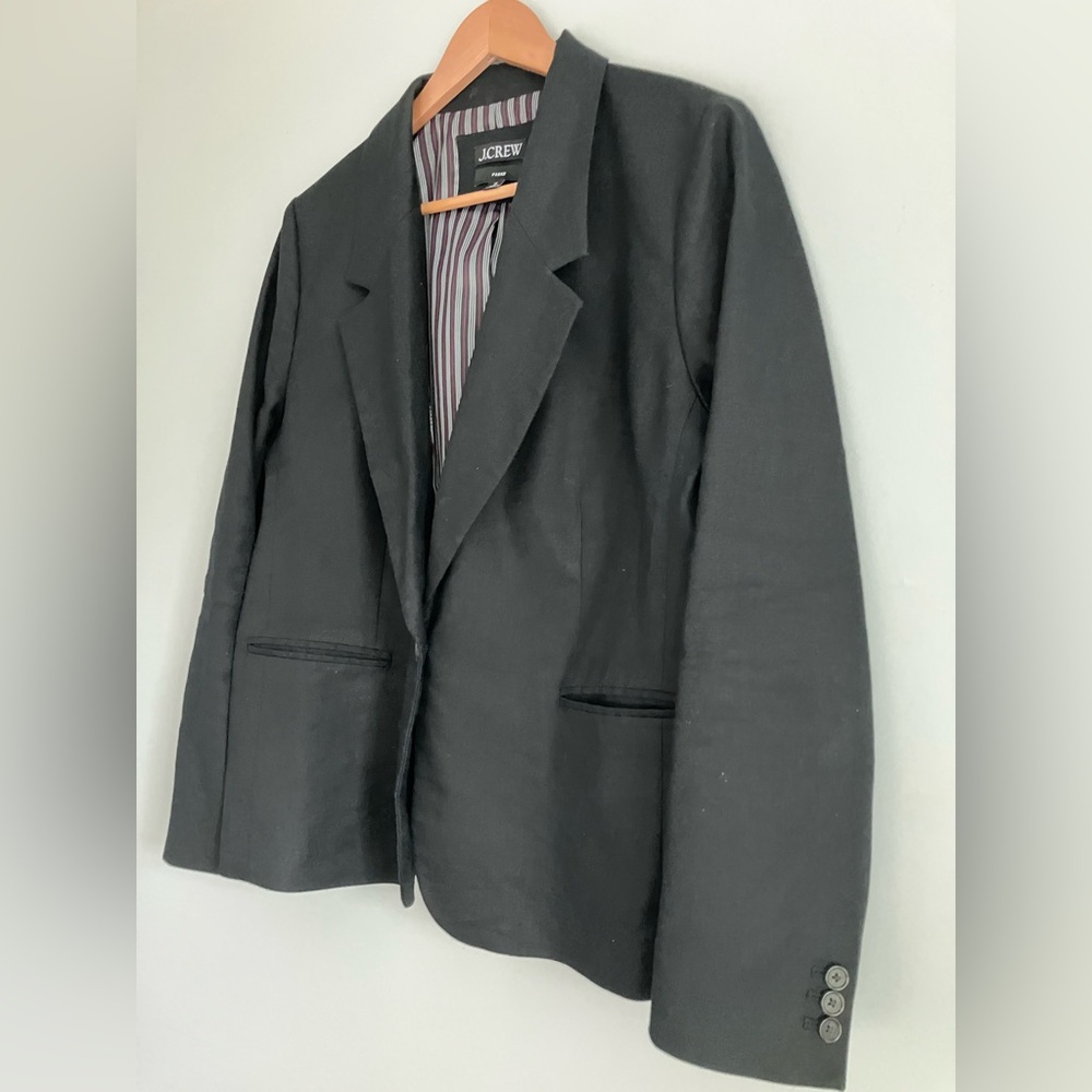J CREW Parke Black Linen Blend Blazer Size 18 - Picture 7 of 12